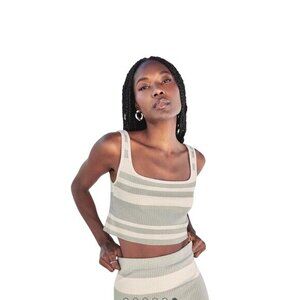 Splendid Metallic Ribbed Striped Tank Top XL Cropped Lurex Knit MSRP $68